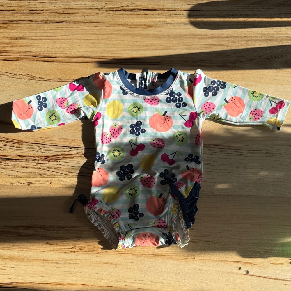 Ruffle butts 6-12 Colorful Fruit Print Baby swimsuit